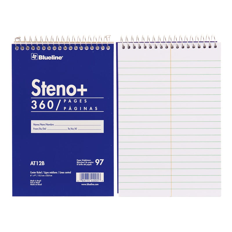 Blueline high-capacity steno pad, medium/college rule, blue cover, 180 white 6 x 9 sheets - Image 2